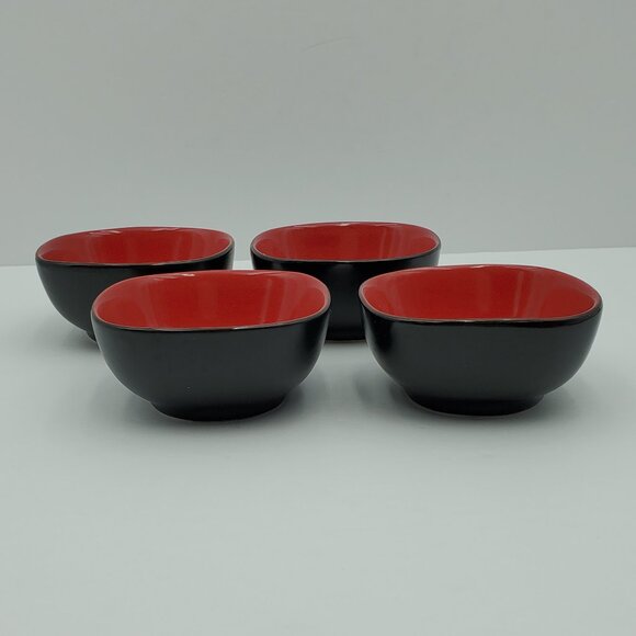 Le Gourmet Chef Pinch Bowls Prep Bowls Spice Bowls Small Red & Black Dip Bowls - Picture 1 of 7